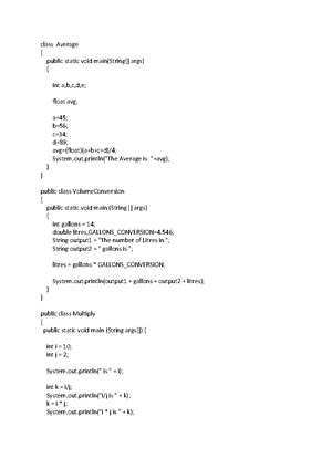 Java code examples 2 - example code for java concepts - public class ...