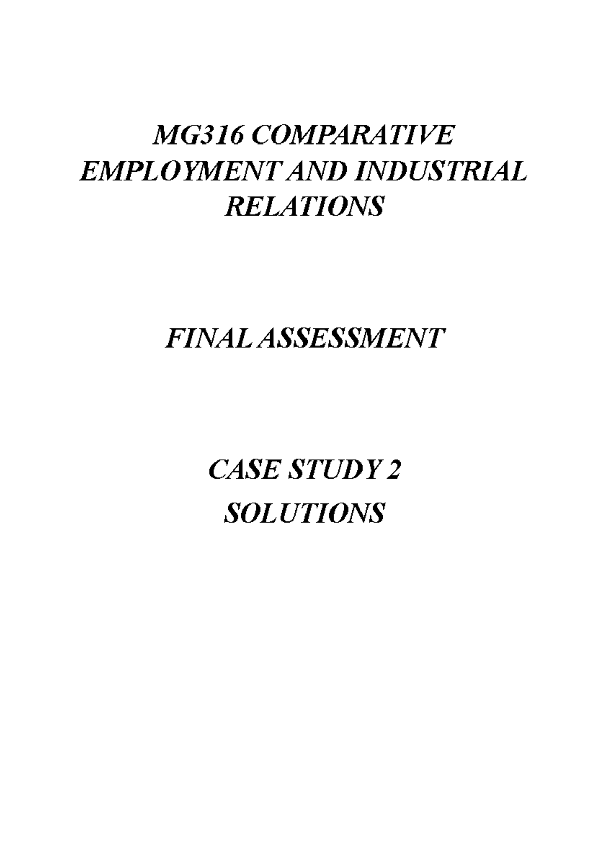 case study on industrial relations with solution