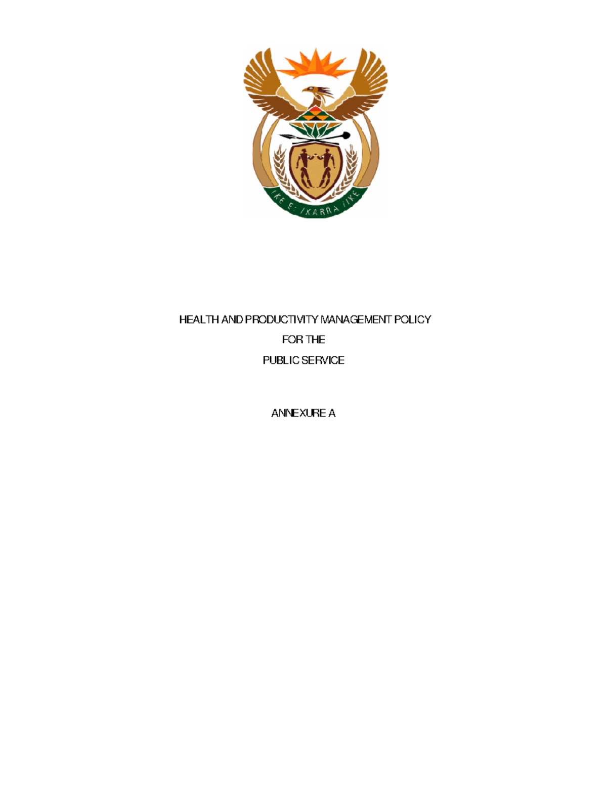 Health and productivity management policy - HEALTH AND PRODUCTIVITY ...