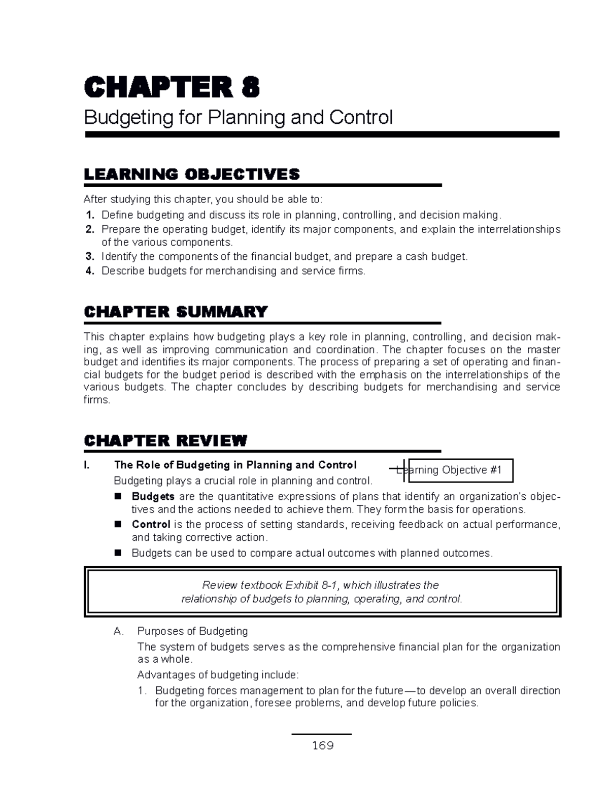 Chapter 08 - Taichinj - CHAPTER 8 Budgeting for Planning and Control ...