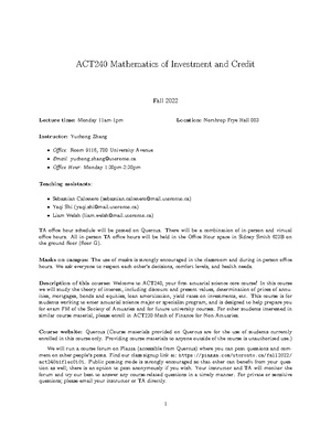 ACT240 Lecture 6 Notes - Lecture 6: Annuities With Different Interest ...