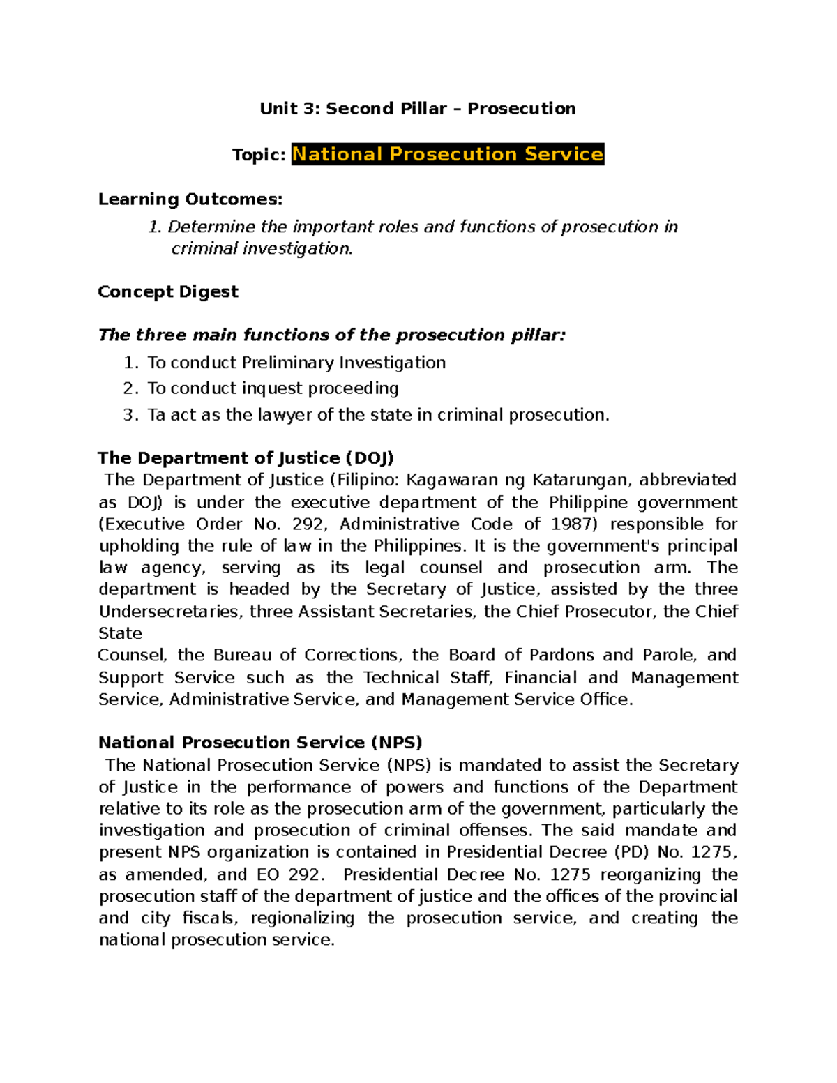 National Prosecution Service - Unit 3: Second Pillar – Prosecution ...