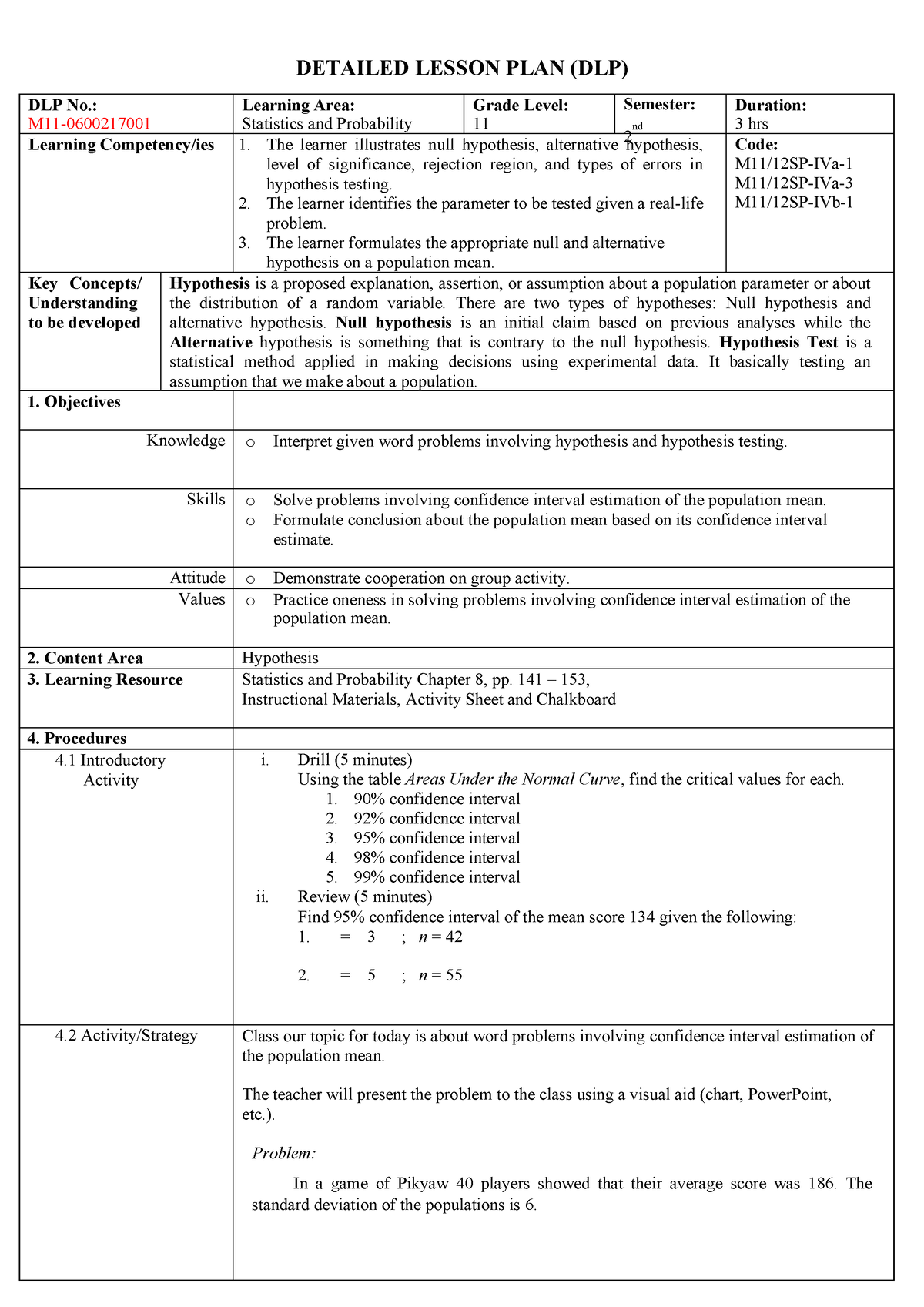 Detailed-lesson-plan compress - DETAILED LESSON PLAN (DLP) DLP No.: M11 ...