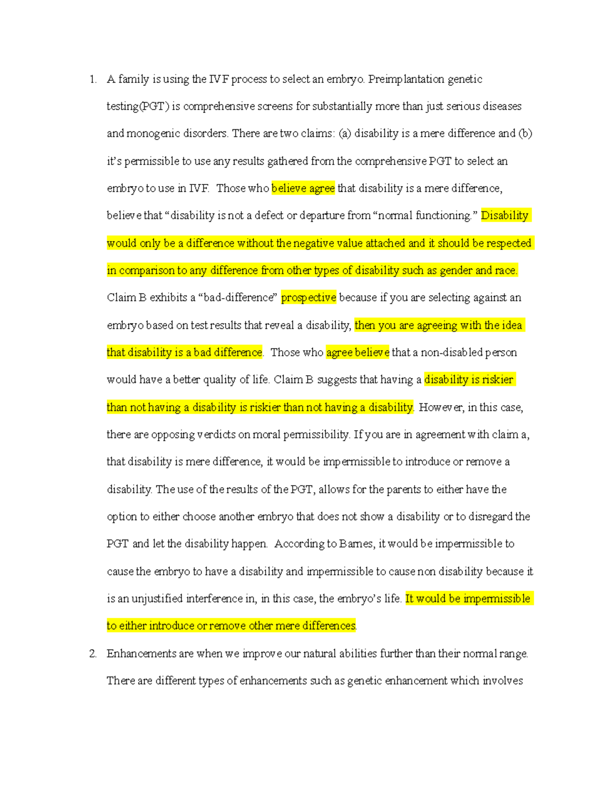 ME Short Writing Assignment 6 w Professor Comments A family is using the IVF process to