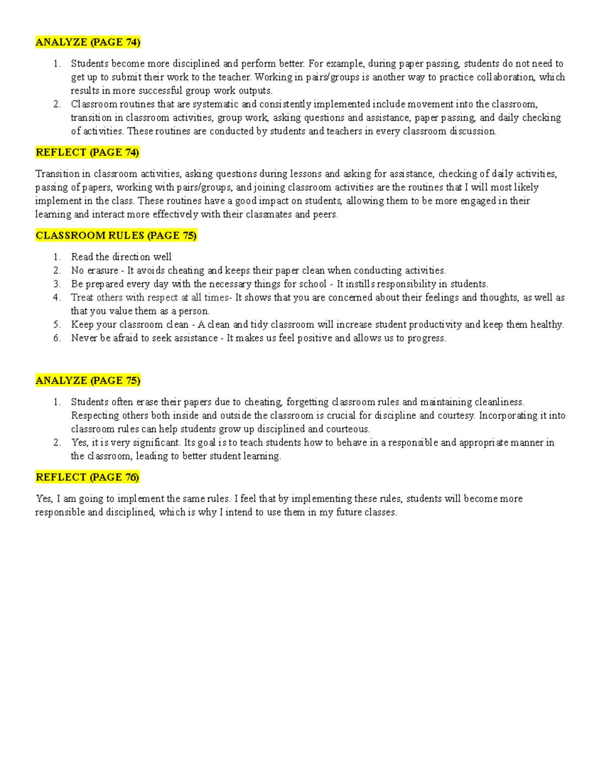 Episodes-6-10 - ANALYZE (PAGE 74) Students become more disciplined and ...