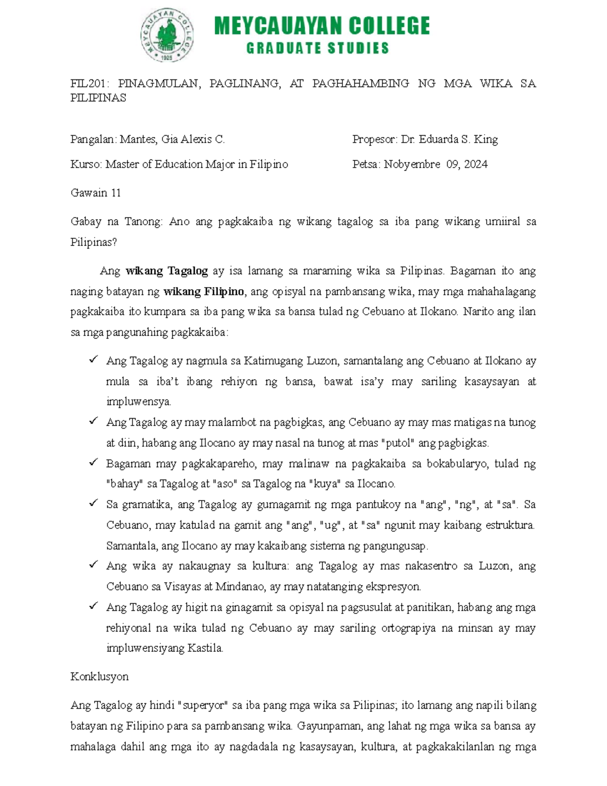 PINAGKAIBA NG WIKANG TAGALOG SA WIKANG PAMPANGA - FIL201: PINAGMULAN ...