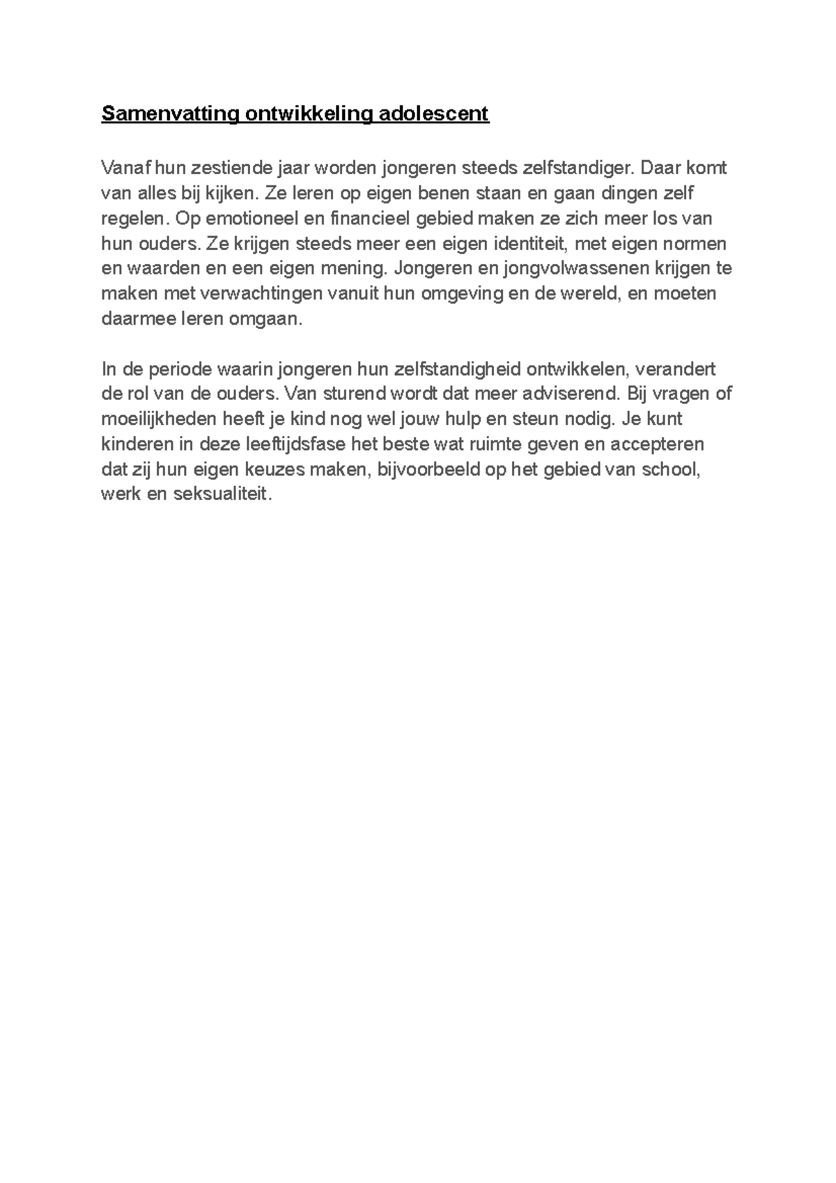 Samenvatting Ontwikkeling Adolescent - Daar Komt Van Alles Bij Kijken ...