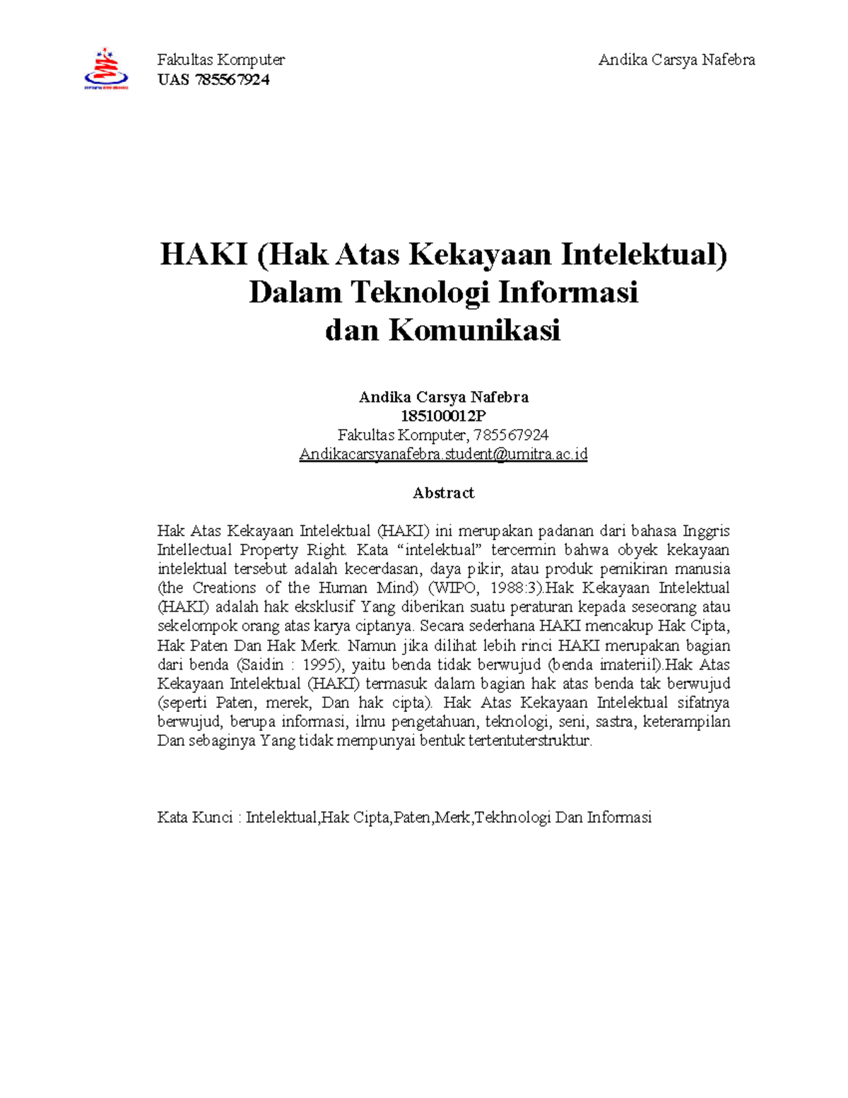 HAKI (Hak Atas Kekayaan Intelektual) Dalam Teknologi Informasi Dan ...