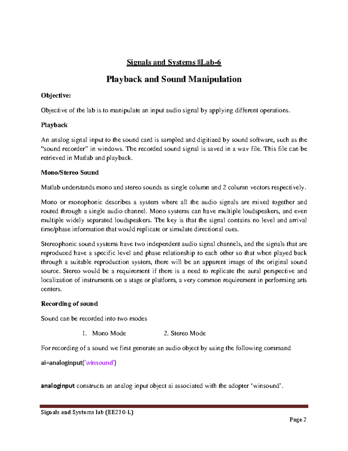 Lab 4 - Lab Task on Matlab - Signals and Systems ||Lab- - Studocu