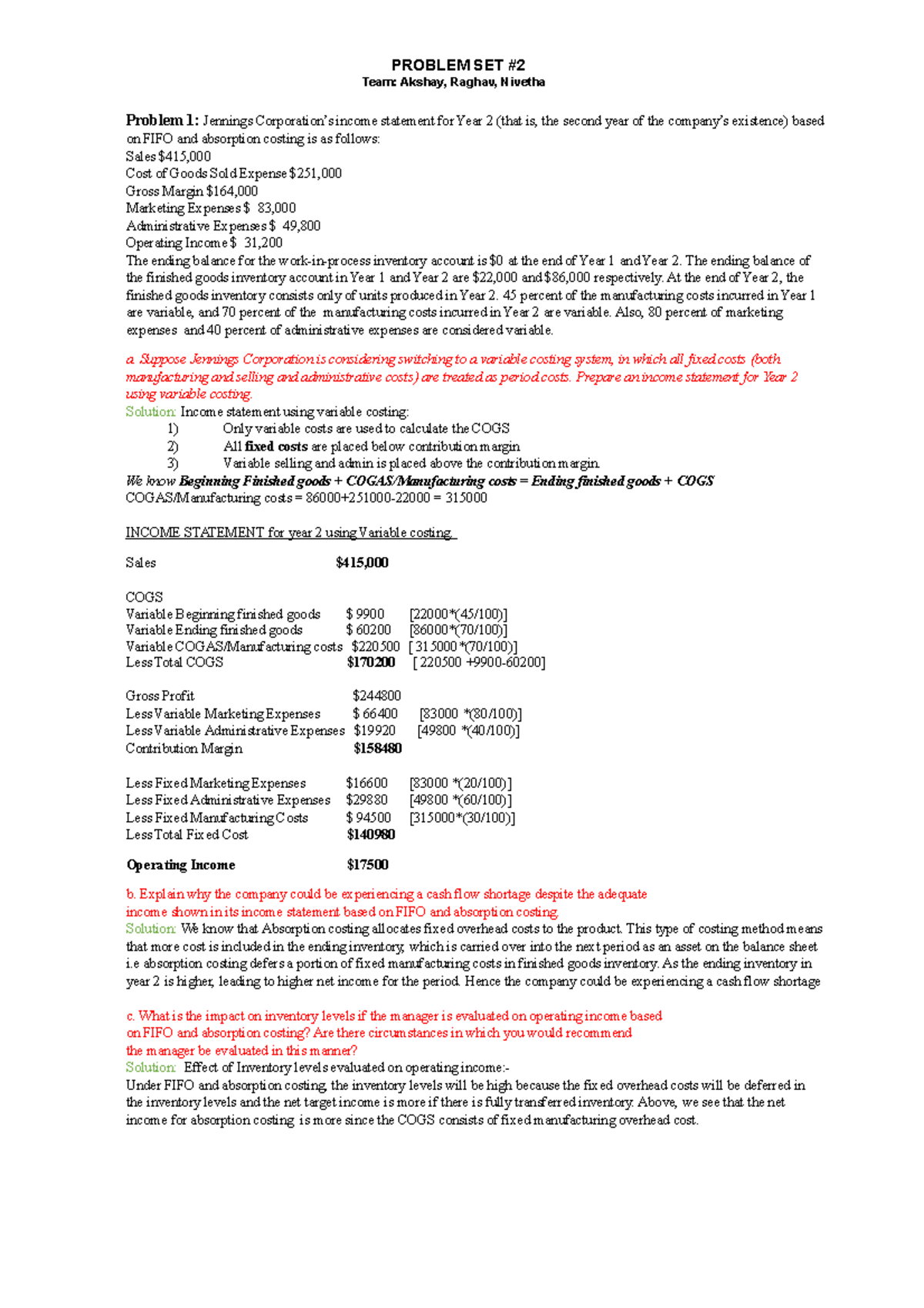 Problem Set2 - How to compute ABC costing - Team: Akshay, Raghav ...