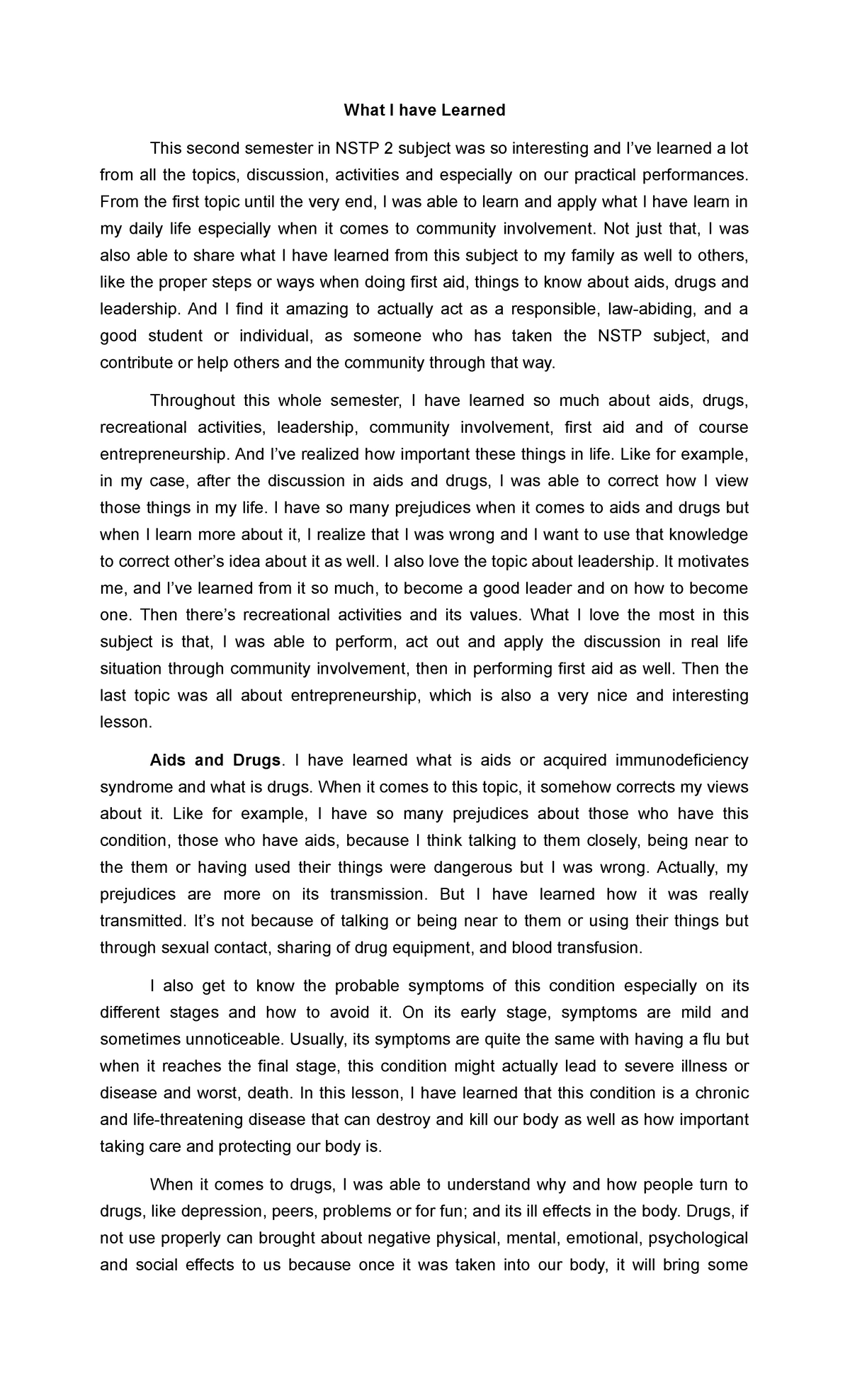 what have you learned about business so far essay
