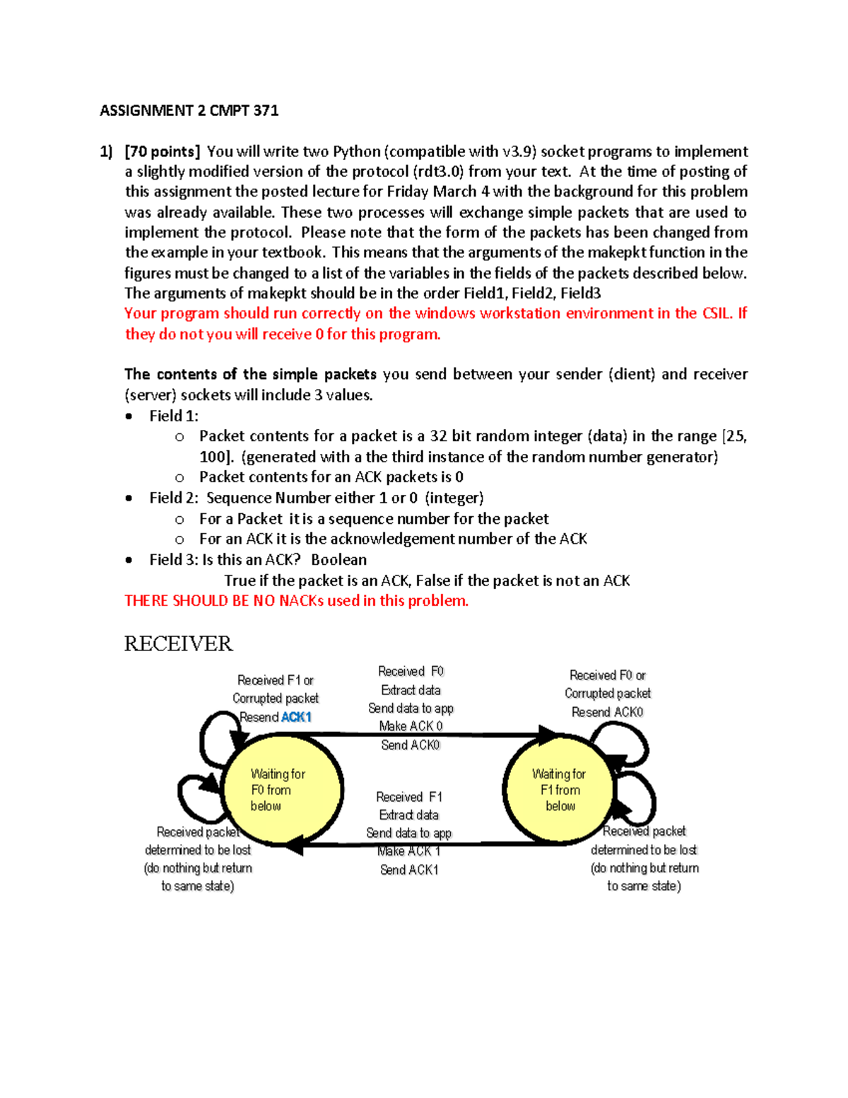 Assignment 2 ASSIGNMENT 2 CMPT 371 70 Points You Will Write Two 