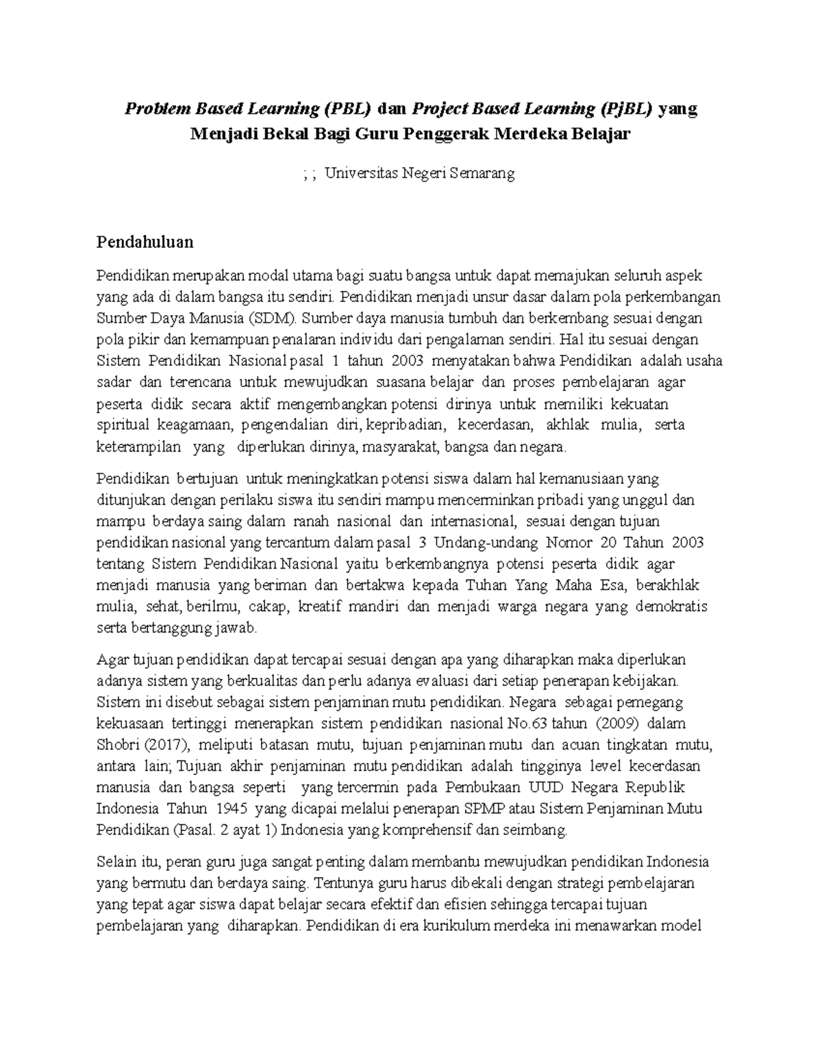 Paper BK - guru penggerak - Problem Based Learning (PBL) dan Project ...