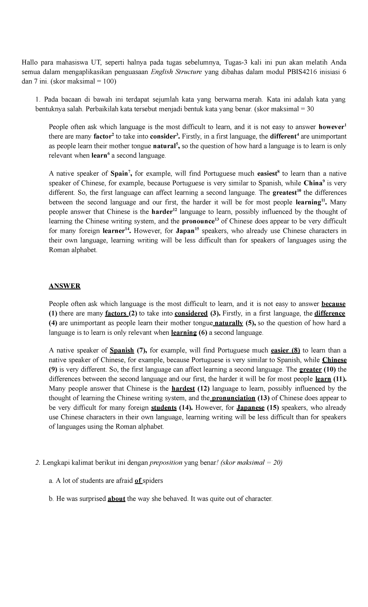 B ing - asfsa - Hallo para mahasiswa UT, seperti halnya pada tugas ...
