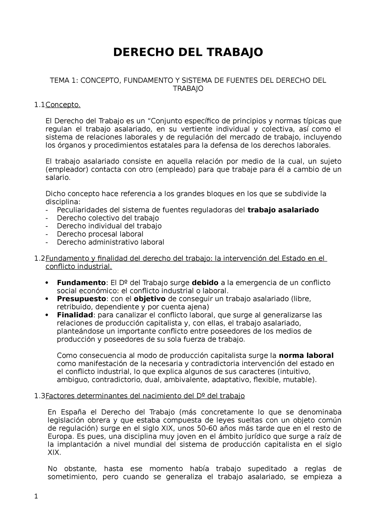 TEMA 1 - 5 Derecho Del Trabajo - DERECHO DEL TRABAJO TEMA 1: CONCEPTO ...