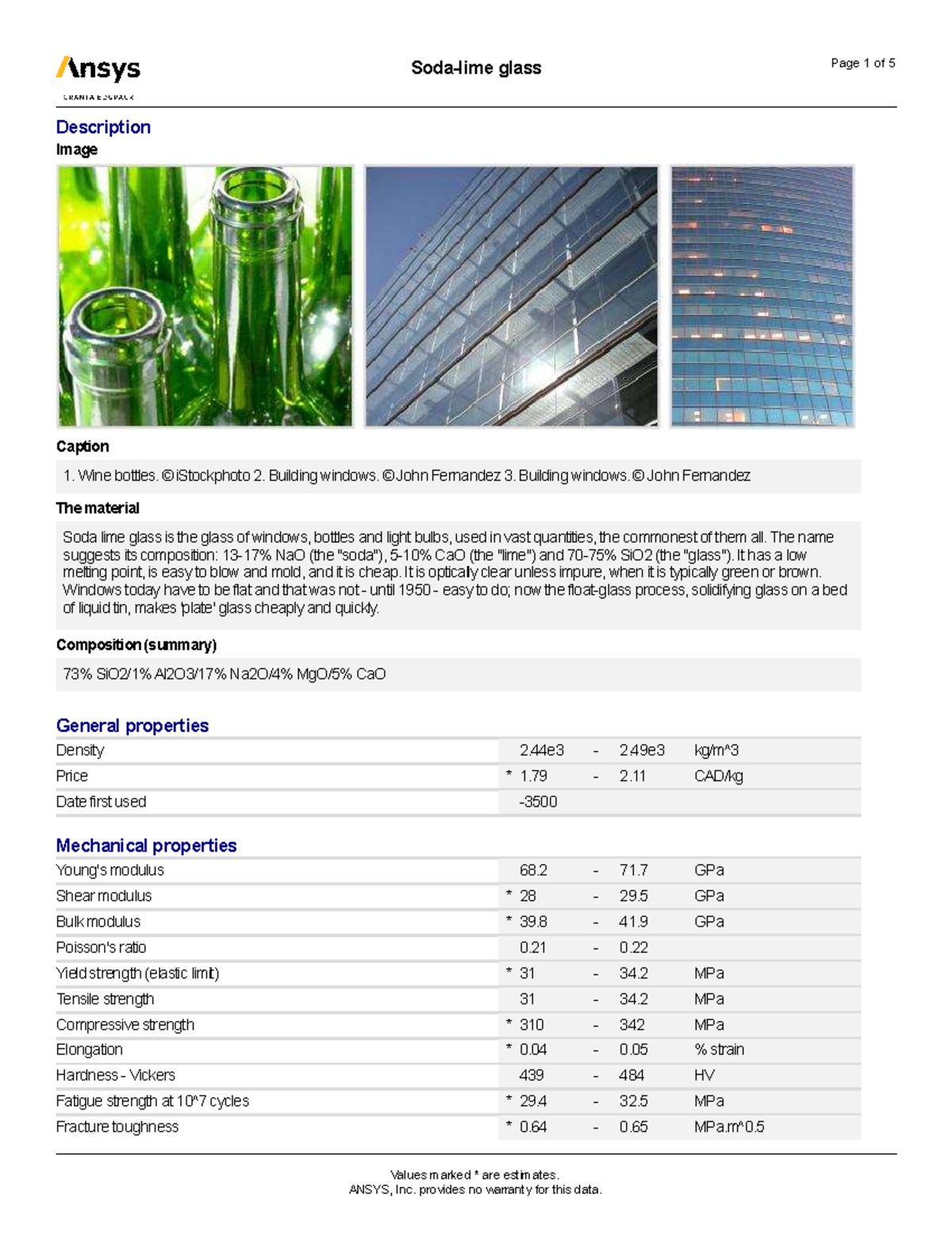 Glass data Values marked * are estimates. Description Image Caption 1. Wine bottles. © Studocu