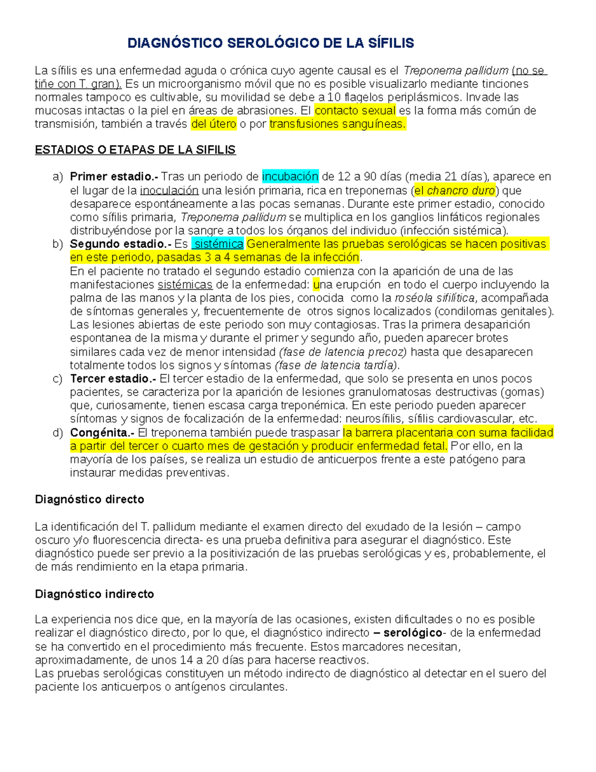 RPR - practica - DIAGNÓSTICO SEROLÓGICO DE LA SÍFILIS La sífilis es una ...