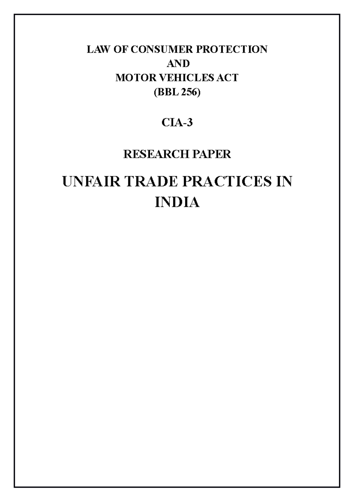 unfair-trade-practices-in-india-law-of-consumer-protection-and-motor