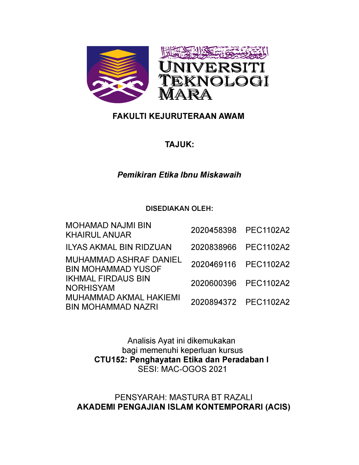 coursework uitm