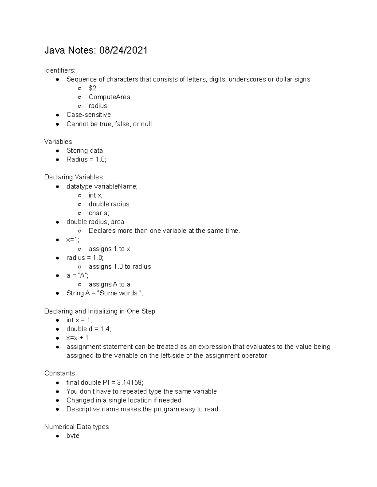 P 08242021 - Programming Principles 1 - CSCI 1301 - Dr. Lixin Li ...