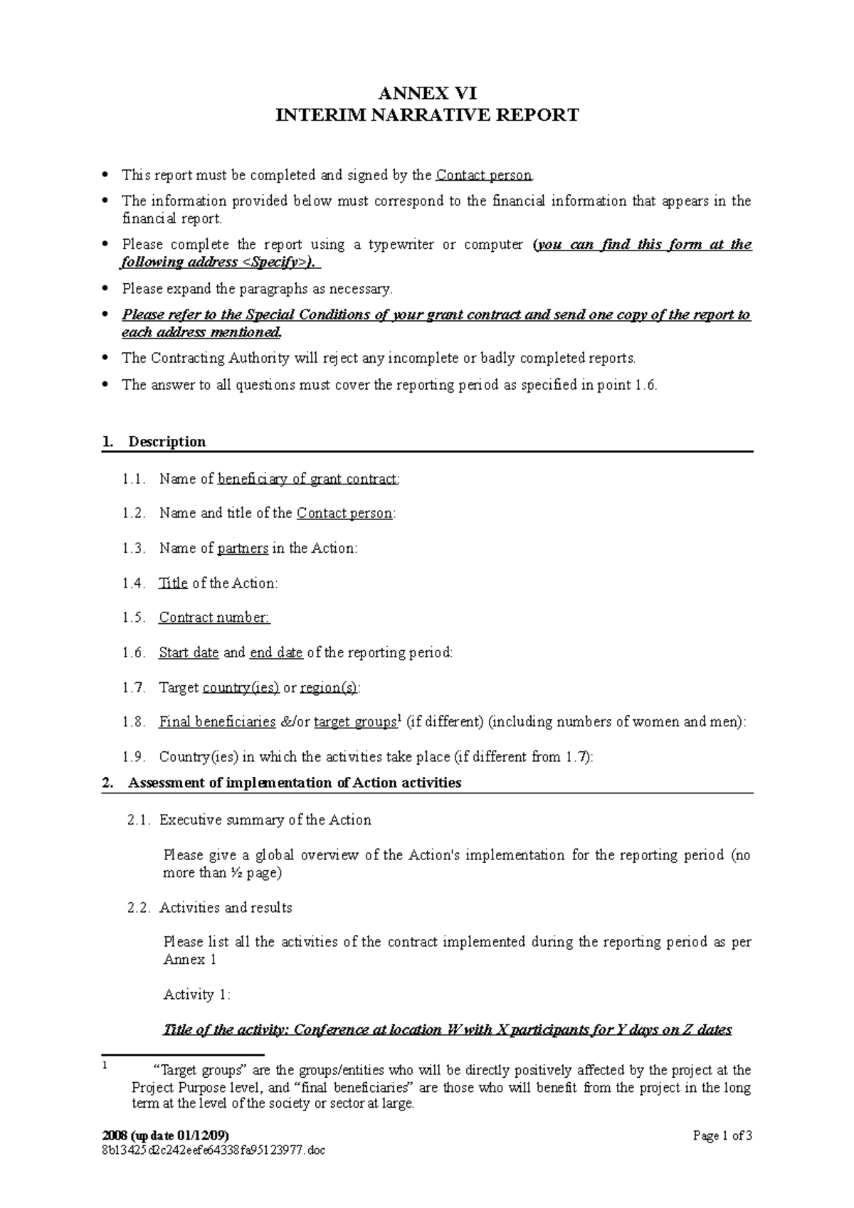 Annex vi a interreport en - ANNEX VI INTERIM NARRATIVE REPORT This ...