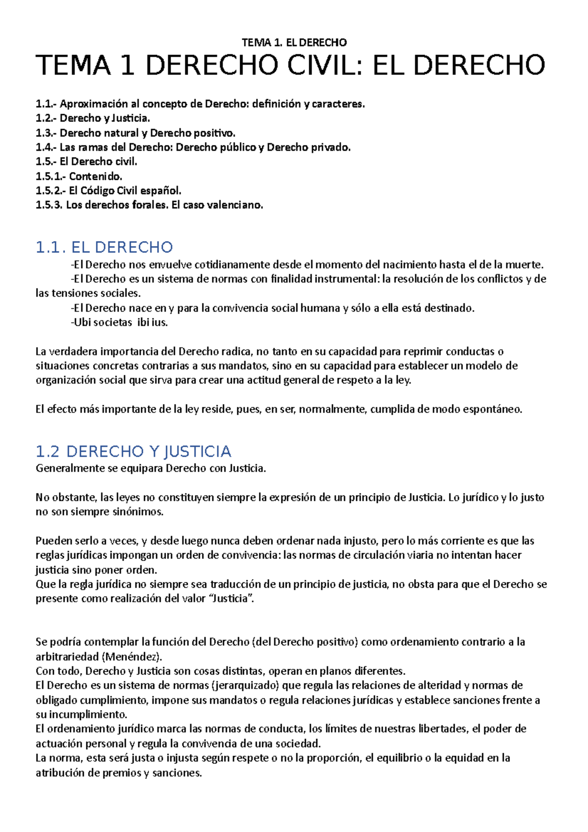 TEMA 1 Derecho Civil - Apuntes - TEMA 1 DERECHO CIVIL: EL DERECHO 1 ...