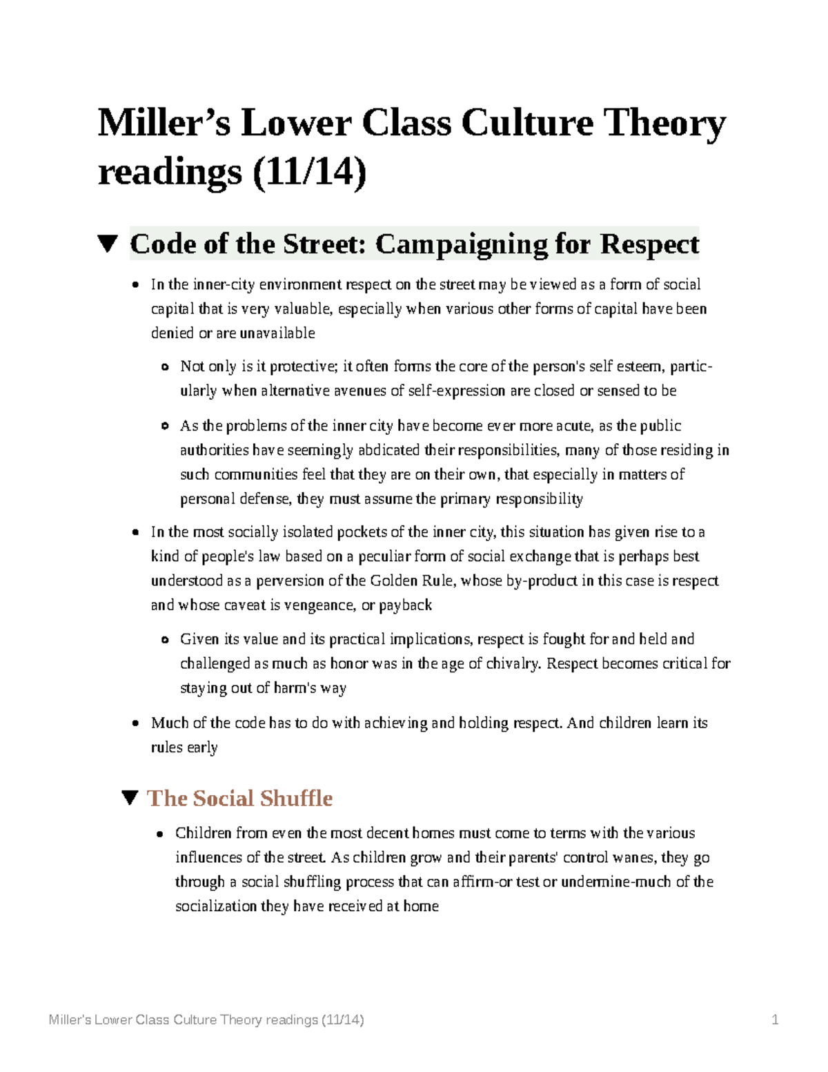 Millers Lower Class Culture Theory - Miller’s Lower Class Culture ...