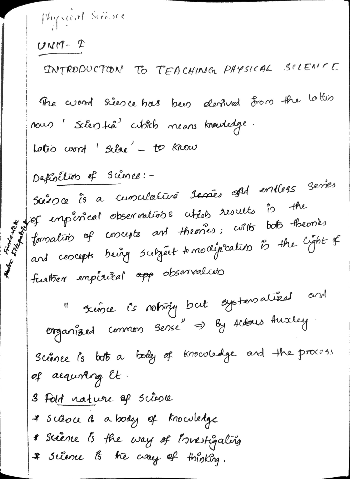 Ps 1 - Definitions Of Physical Science - B.Ed - Studocu