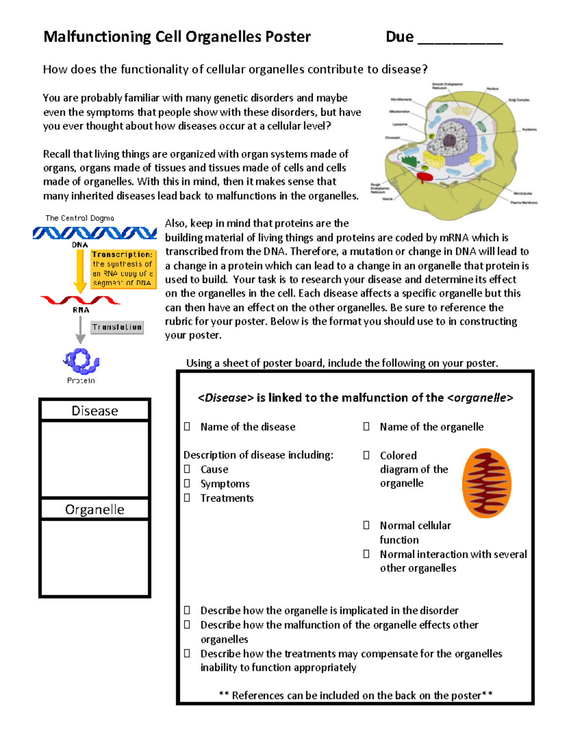 Malfunctioning Cell Organelles and Disease Studocu