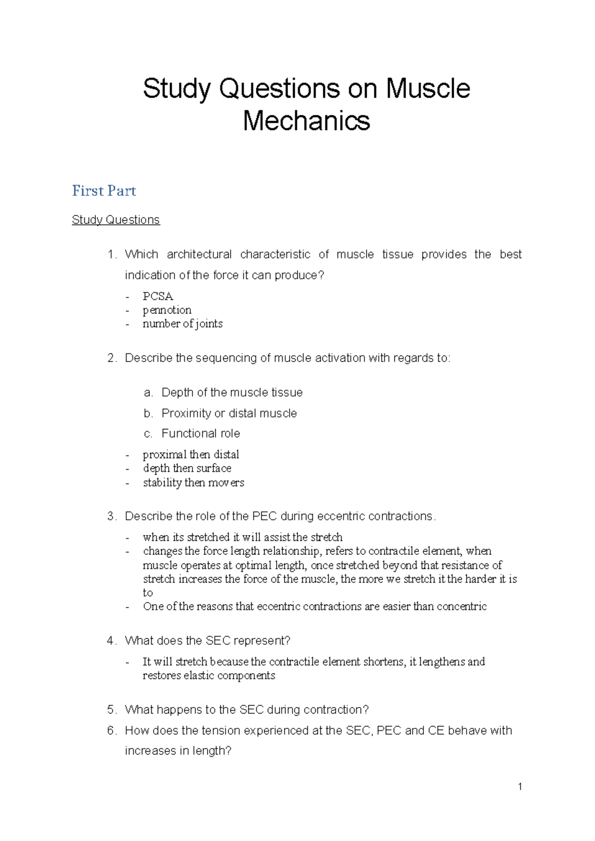 7 Practical- study questions - Study Questions on Muscle Mechanics ...
