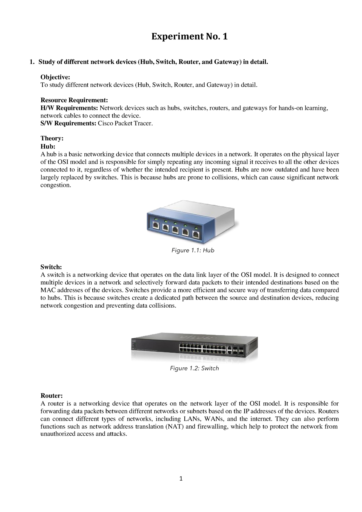 CN Lab File - Lab File - Experiment No. 1 Study Of Different Network ...