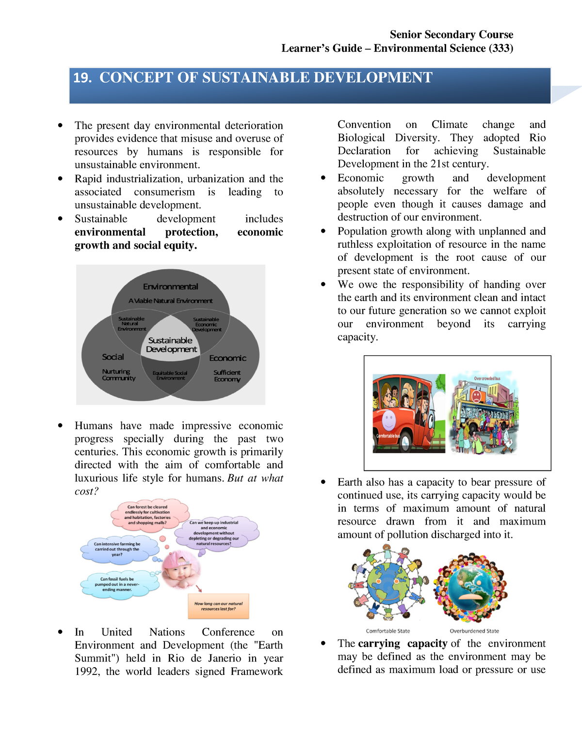 Concept of sustainable development - • The present day environmental ...