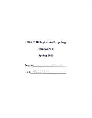ATH2BHomework 2W23 - anthro 2b hw 2 - Intro to Biological Anthropology ...