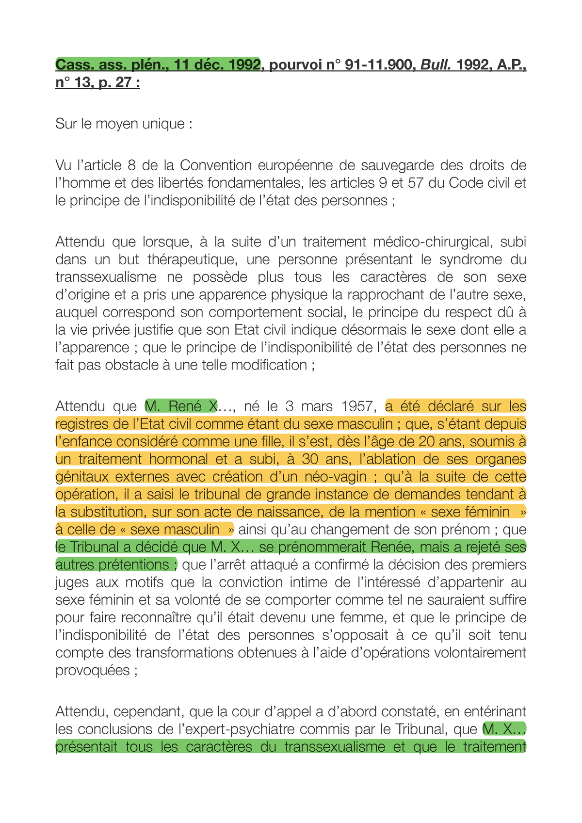 Cour De Cassation Arret Entrainement - Cass. Ass. Plén., 11 Déc. 1992 ...