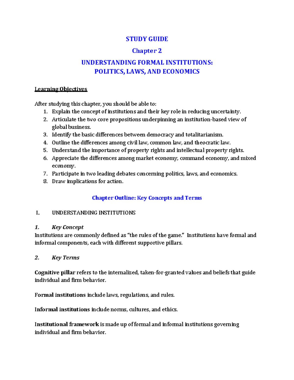 Chapter 2 Study Guide - STUDY GUIDE Chapter 2 UNDERSTANDING FORMAL ...