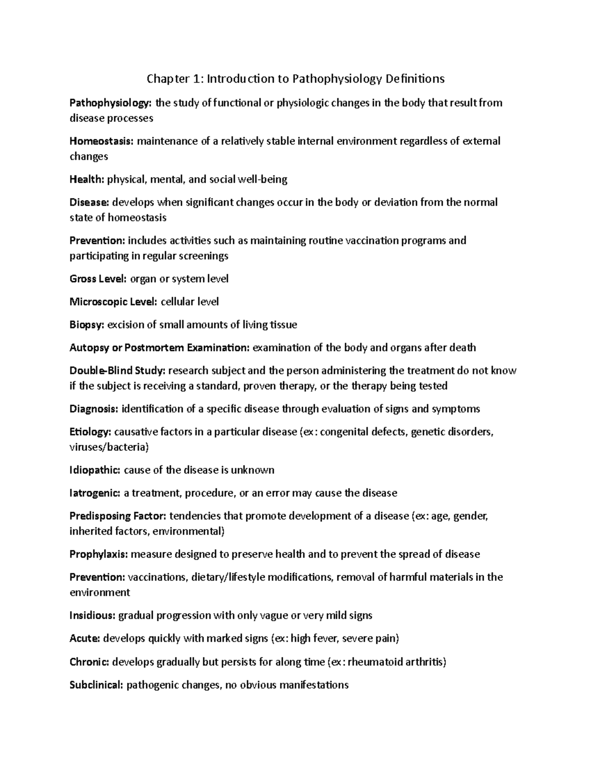 Chapter 1-Intro To Patho - Chapter 1: Introduction To Pathophysiology ...