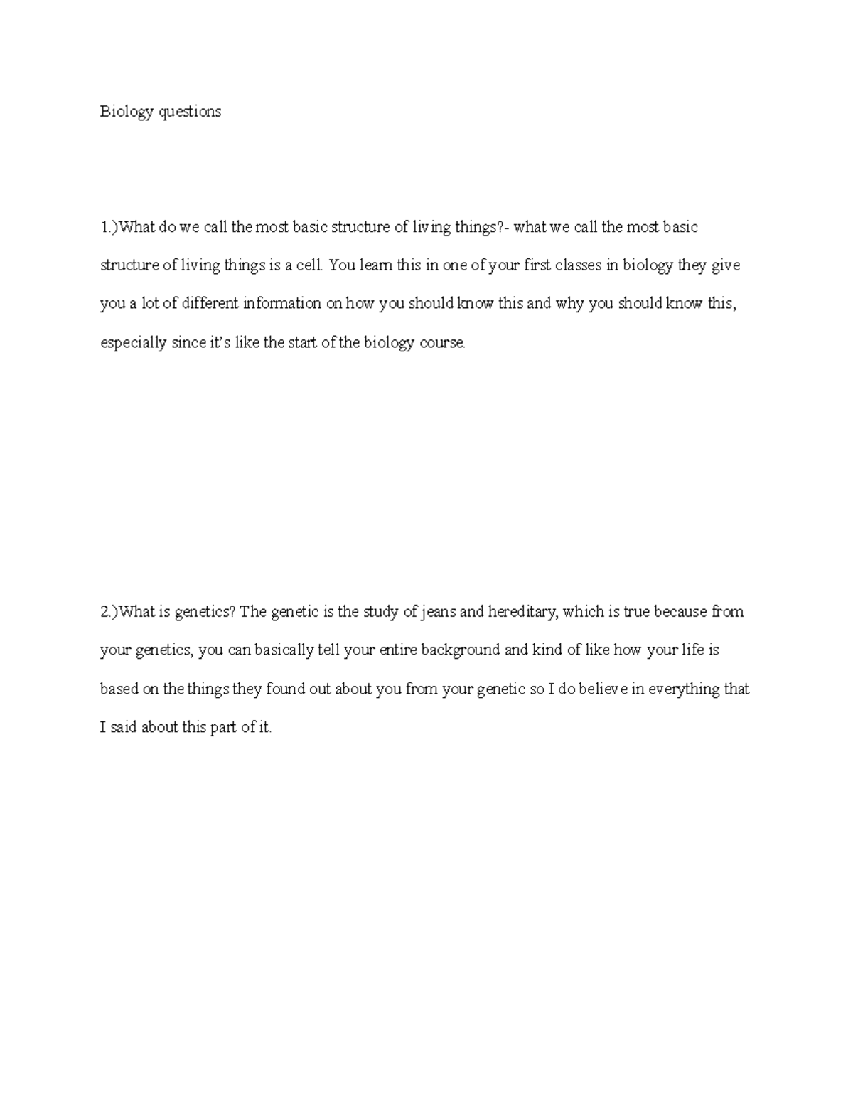 Nf4nfo - worksheet - Biology questions 1.)What do we call the most ...