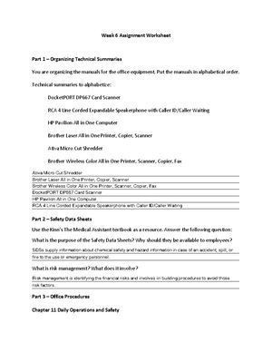 MOA110 Wk1 Assn - Week 4 Assignment Worksheet Chapter 8 Telephone ...