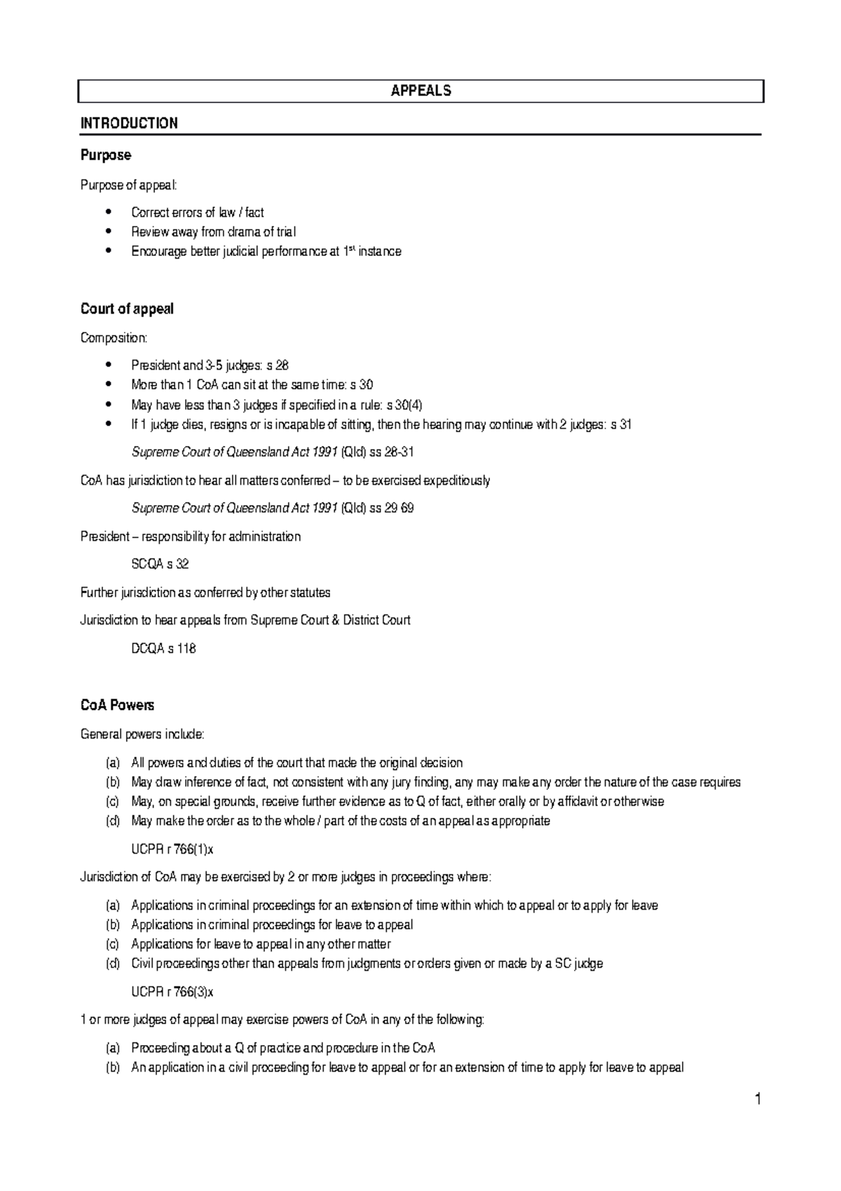 9.0 Appeals lecture notes - APPEALS INTRODUCTION Purpose Purpose of ...