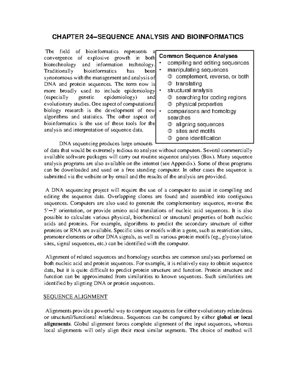 Chapter 24- Sequence Analysis AND B Ioinformatics - CHAPTER 24-SEQUENCE ...