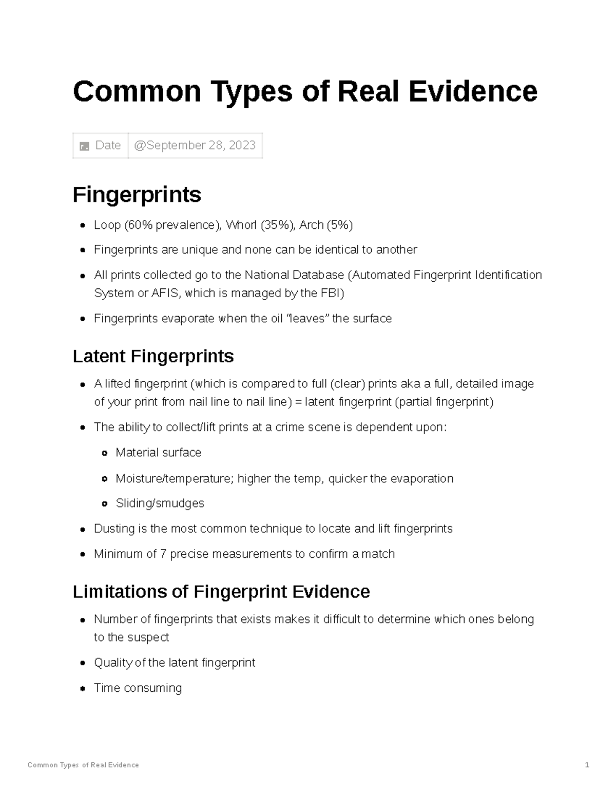 Common Types of Real Evidence - Studocu