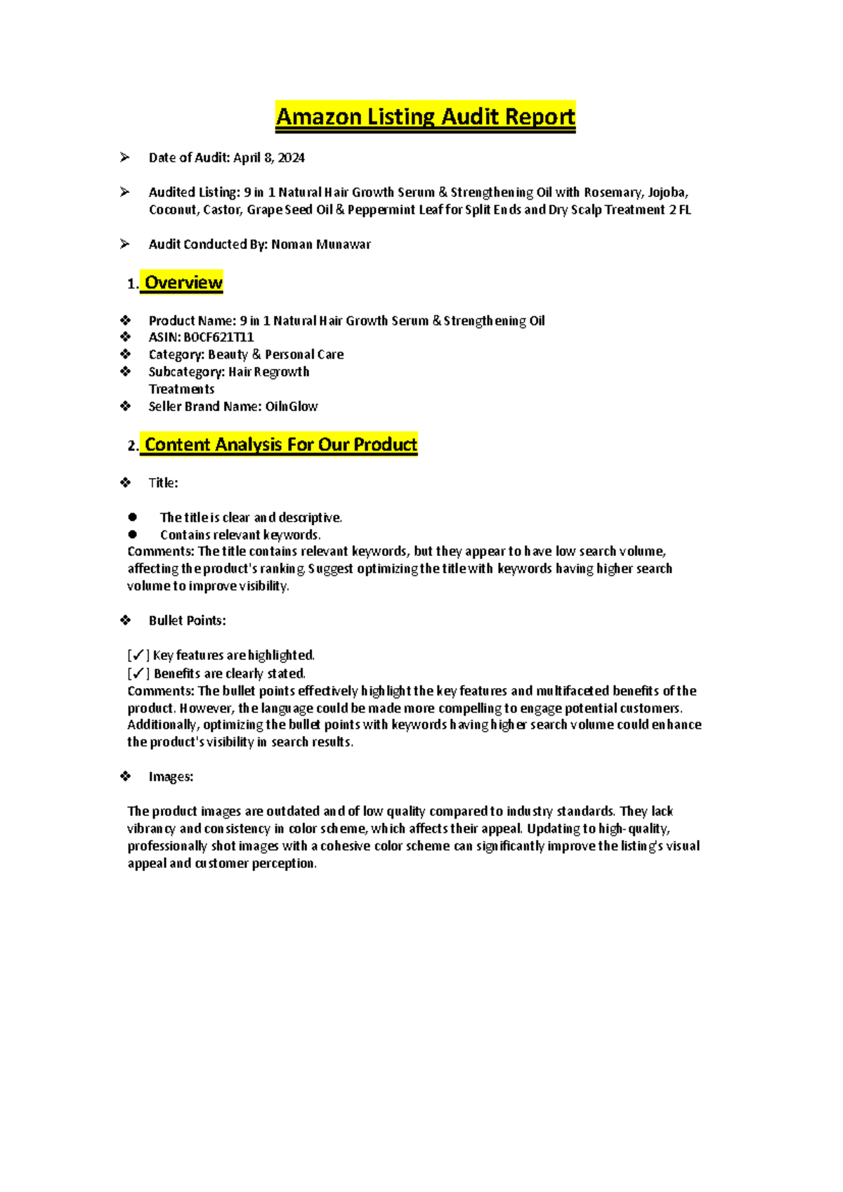 Audit Report merged - Amazon Listing Audit Report Date of Audit: April ...