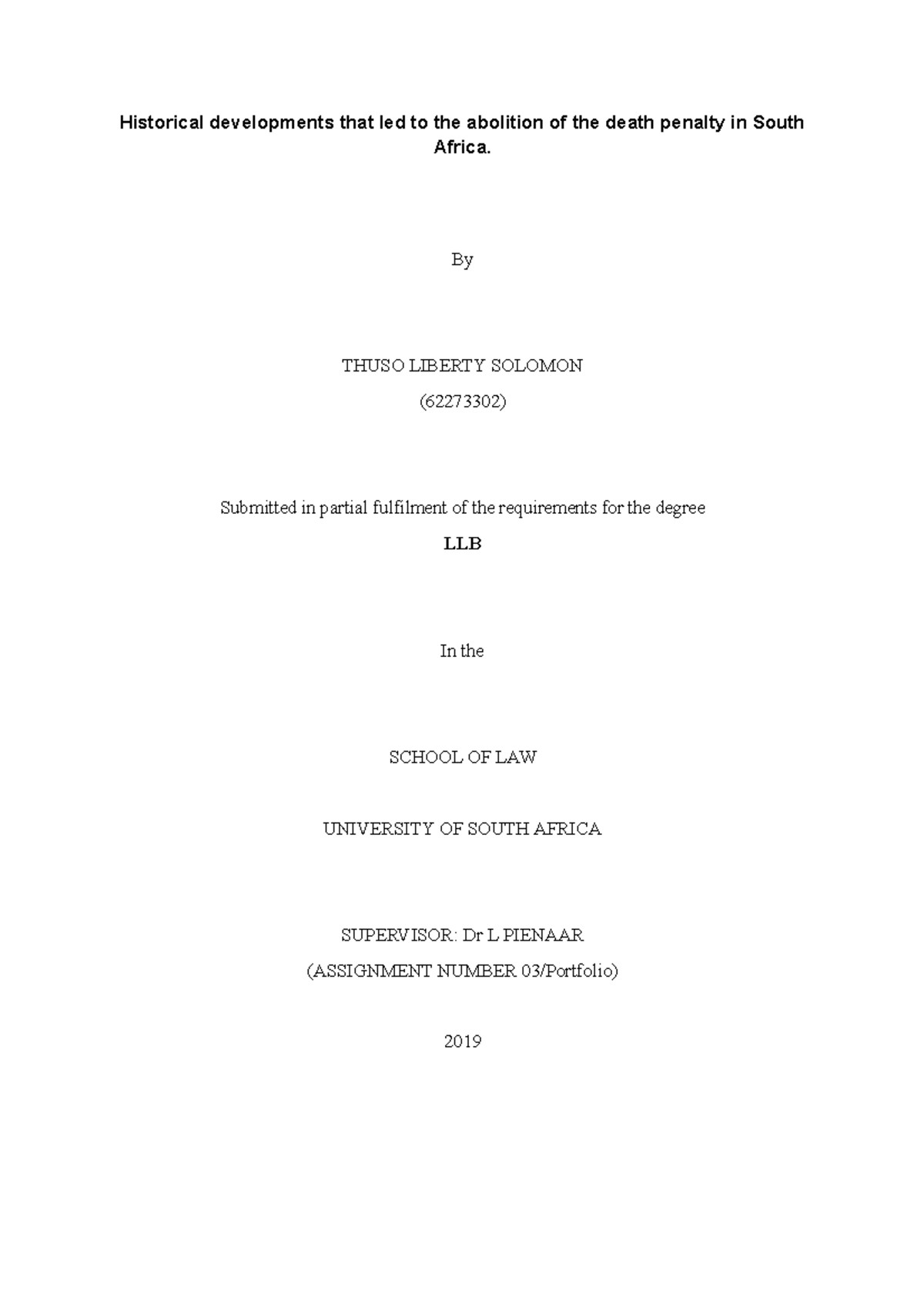 LME3701 Portfolio - Historical developments that led to the abolition ...