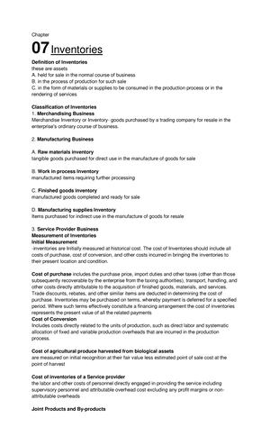 Problems Chapter 7 Inventories October 5 - Chapter 07 Inventories ...