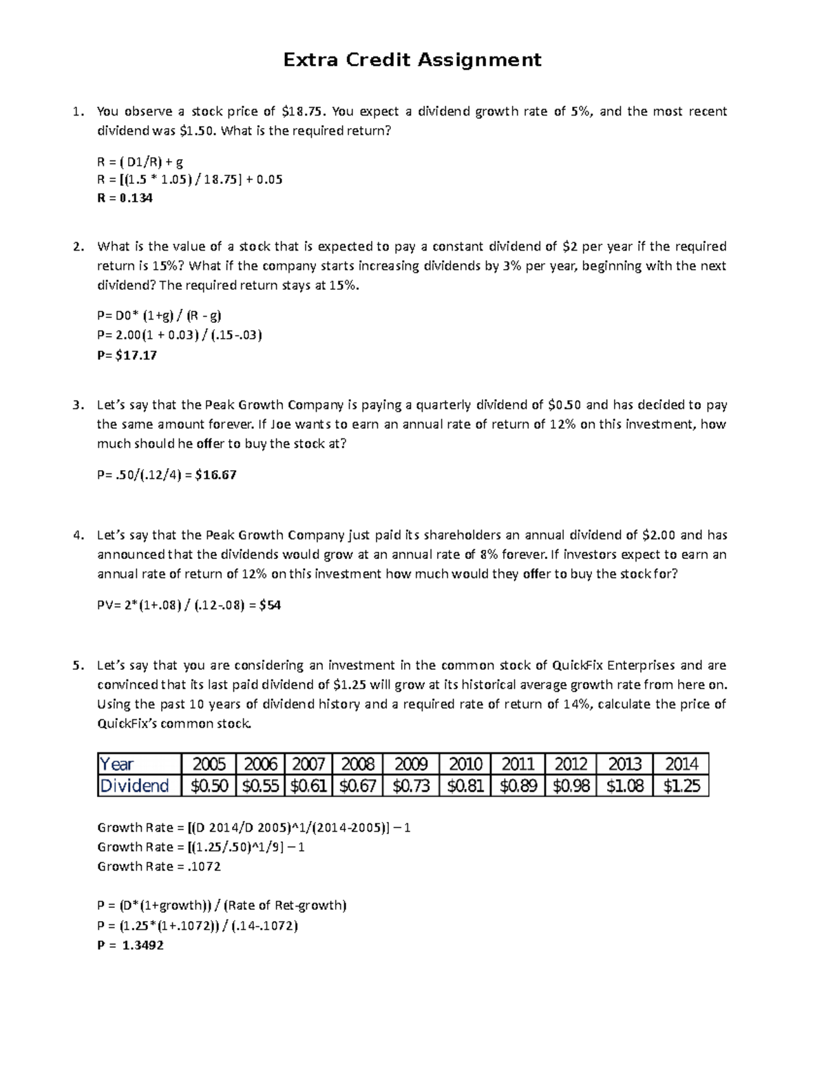 FIN 3220 Extra Credit Assignment - Extra Credit Assignment You Observe ...