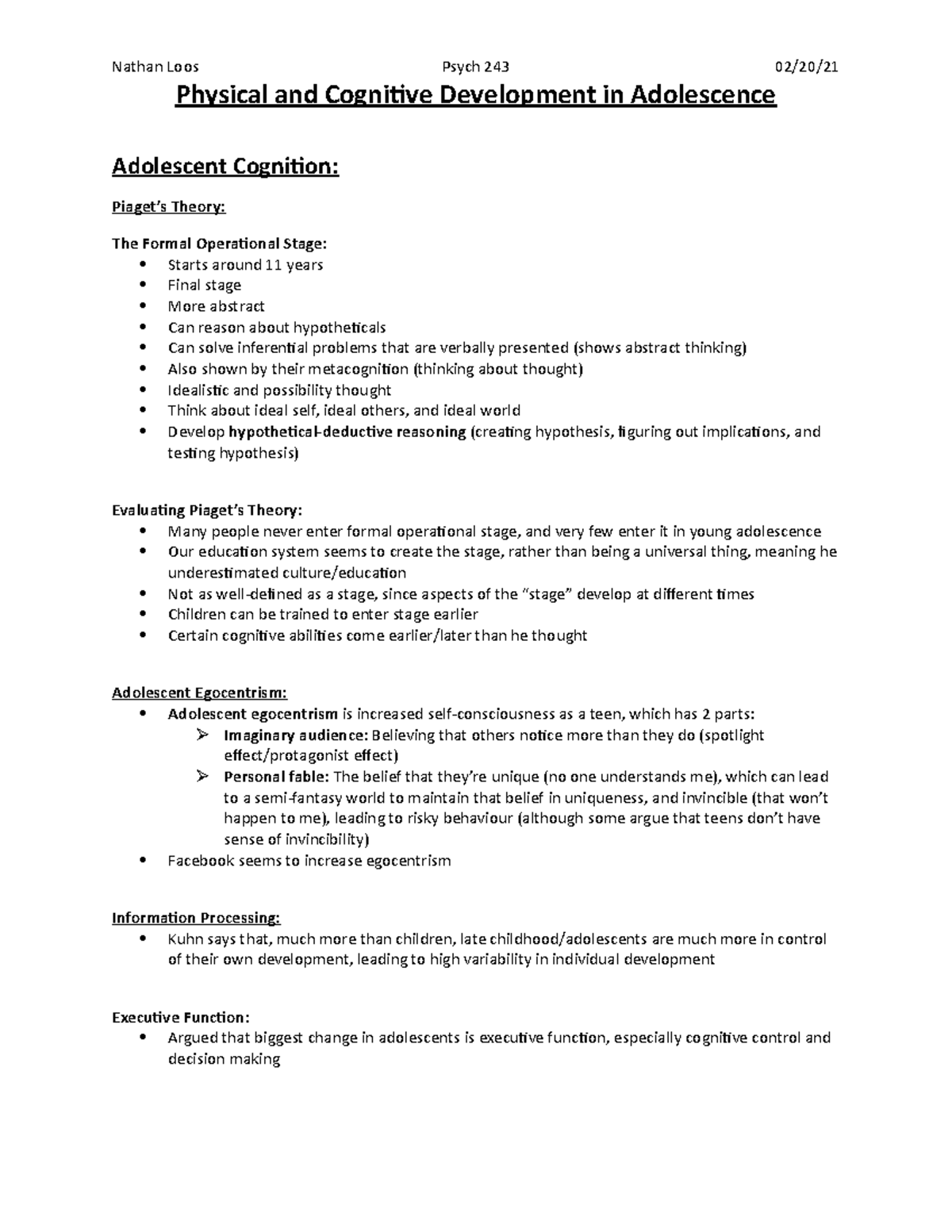 Ch 7 Physical & Cognitive Development in Adolescence - Nathan Loos ...