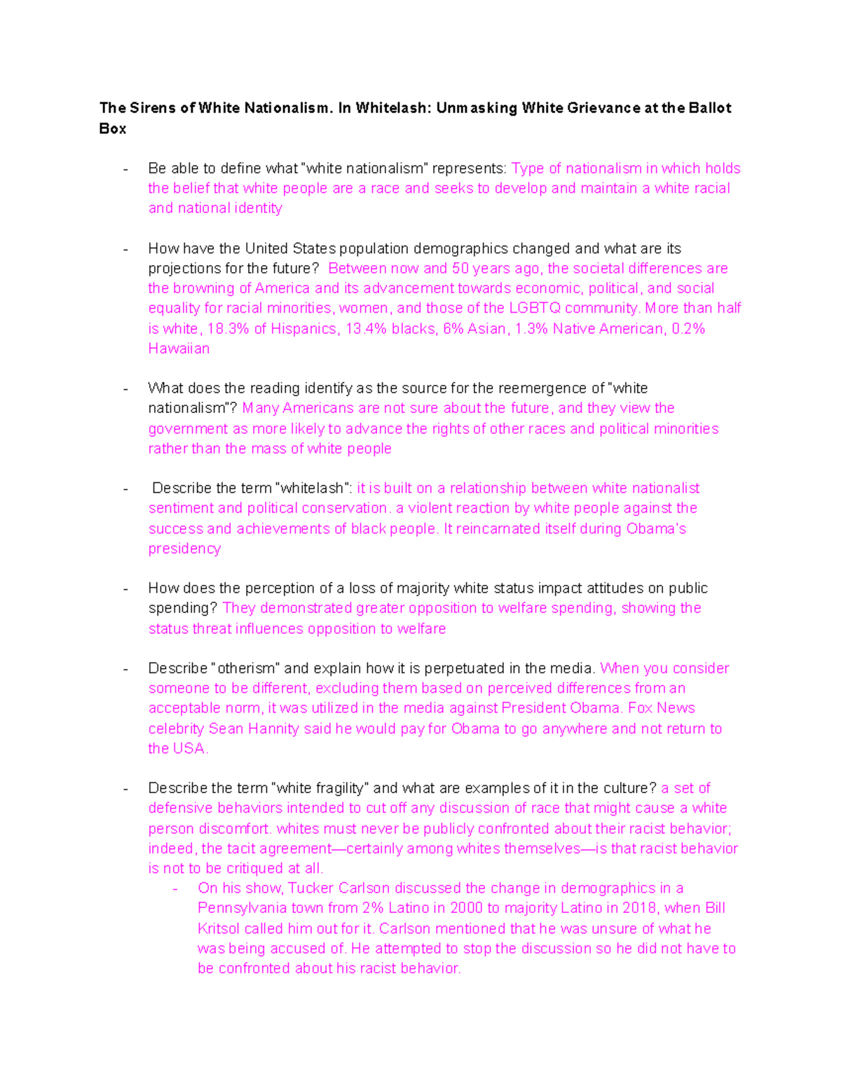 Sociology Exam 2 Study Guide - The Sirens of White Nationalism. In ...