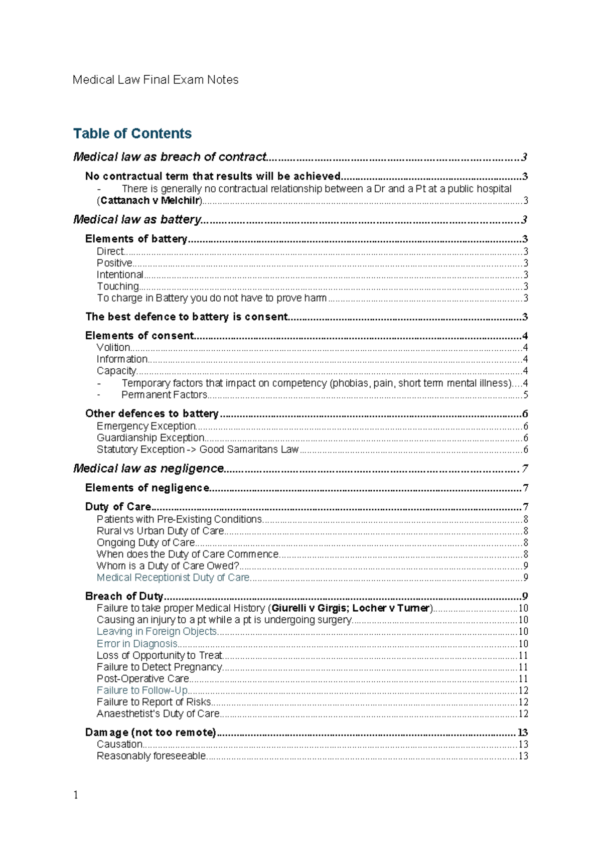 Medical Law Final Exam Notes - 2024 - Medical Law Final Exam Notes ...