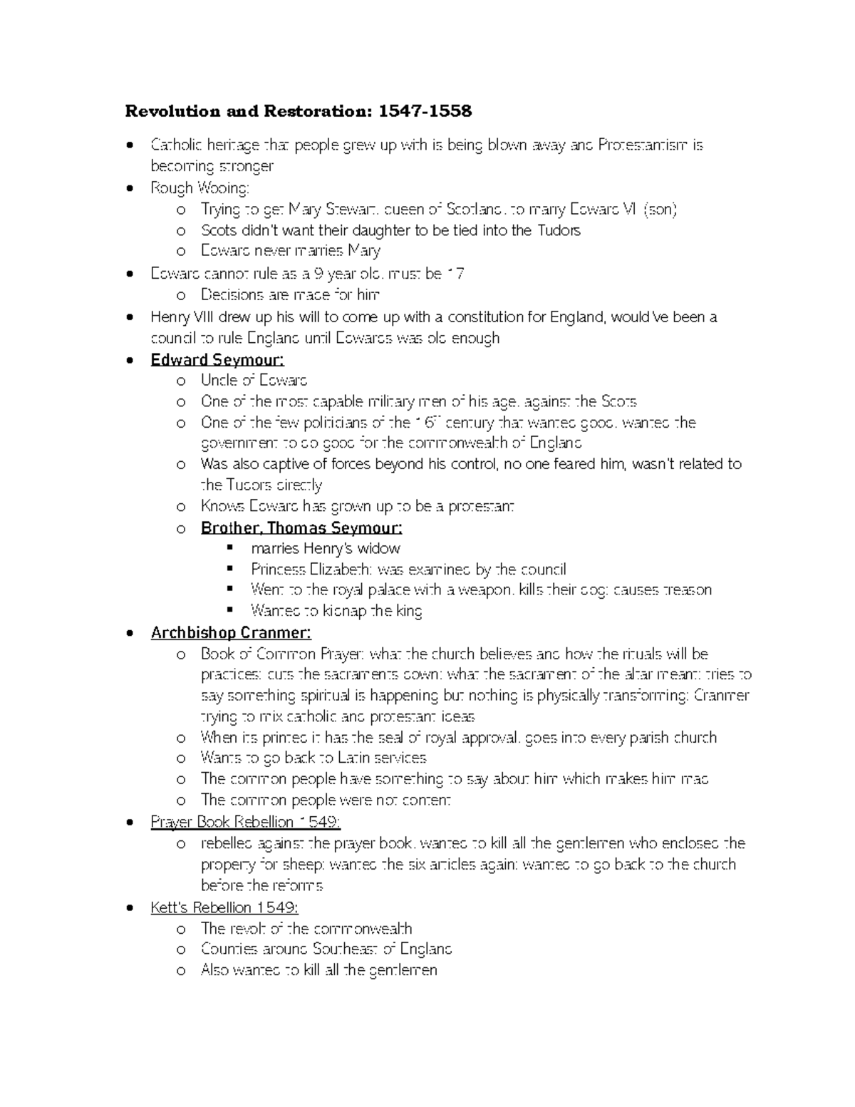 Notes Part 2 - Revolution and Restoration: 1547- Catholic heritage that ...