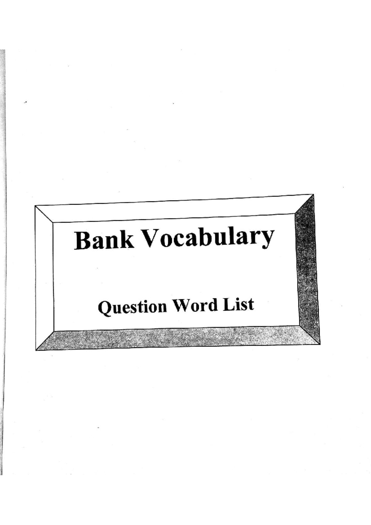 Bank Vocabulary (2001-2020) - English Literature - Studocu